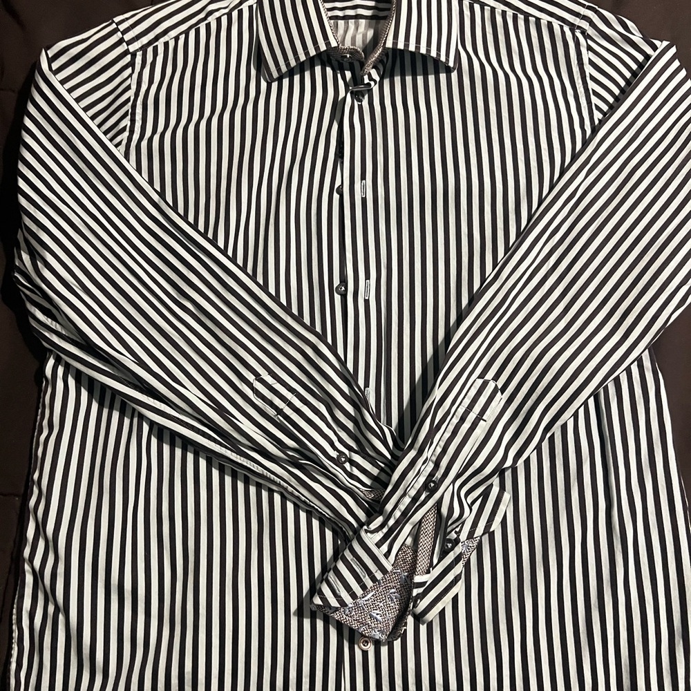 Robert Graham Black and Baby Blue Button Down Shirt
